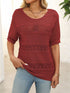 Mandy Openwork Round Neck Half Sleeve Knit Top
