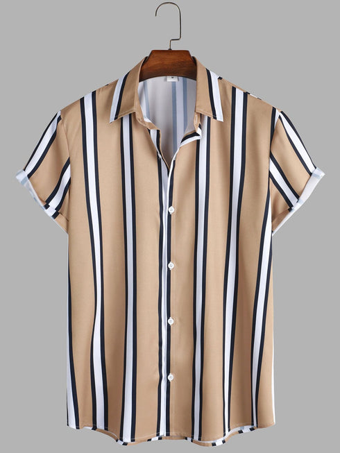 Striped Shirt Men's Casual Digital Printing