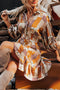 Printed Collared Neck Three-Quarter Sleeve Mini Shirt Dress