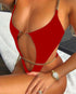 Chain halter one-piece swimsuit