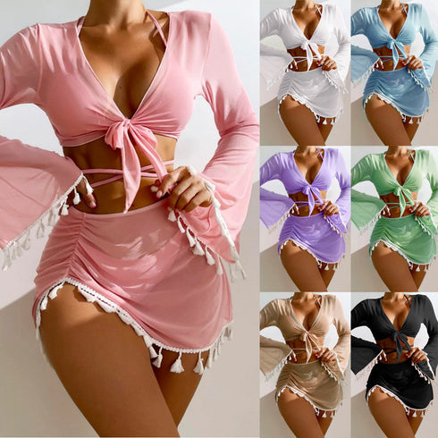 Long Sleeve Cover-up Swimsuit Set