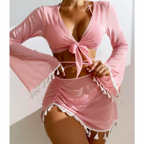 Long Sleeve Cover-up Swimsuit Set