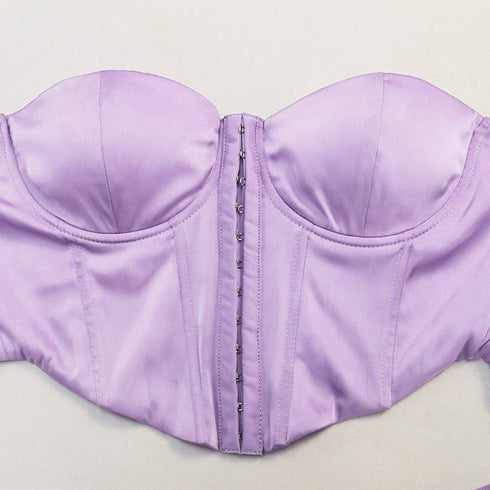 Sexy Tube Top Ruffled Mesh Stitching Crop Top