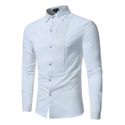 Wedding Tuxedo Shirt Men Brand Fashion Slim Fit Long Sleeve Mens Dress Shirts