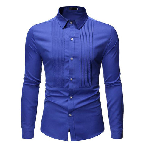 Wedding Tuxedo Shirt Men Brand Fashion Slim Fit Long Sleeve Mens Dress Shirts
