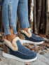 Furry Suede Round Toe Flat Sneakers