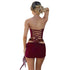 Lace-up tube top leather hollow-out wrist hanging package hip skirt suit