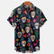 Men's Fashion Retro Printing Lapel Short Sleeve Shirt