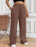 Drawstring Wide Leg Pants with Pockets