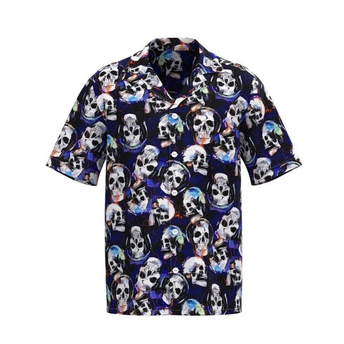Men's Fashion Retro Printing Lapel Short Sleeve Shirt