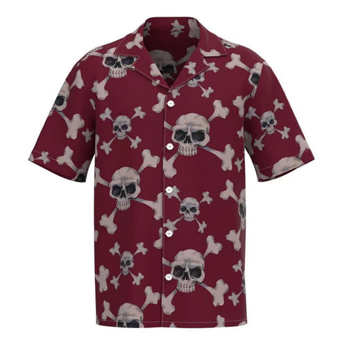 Men's Fashion Retro Printing Lapel Short Sleeve Shirt