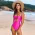 Solid Color One-piece Swimsuit Drawstring Swimsuit Suit