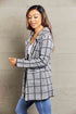 Printed Open Front Lapel Collar Cardigan with Pockets