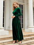 Tie Front Round Neck Long Sleeve Maxi Dress