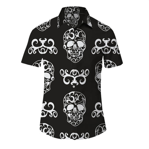Men's Fashion Retro Printing Lapel Short Sleeve Shirt