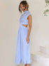 Cutout Mock Neck Sleeveless Ruched Dress