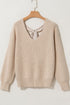 Tied Back V-Neck Long Sleeve Sweater