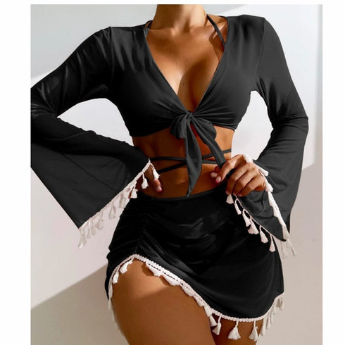 Long Sleeve Cover-up Swimsuit Set