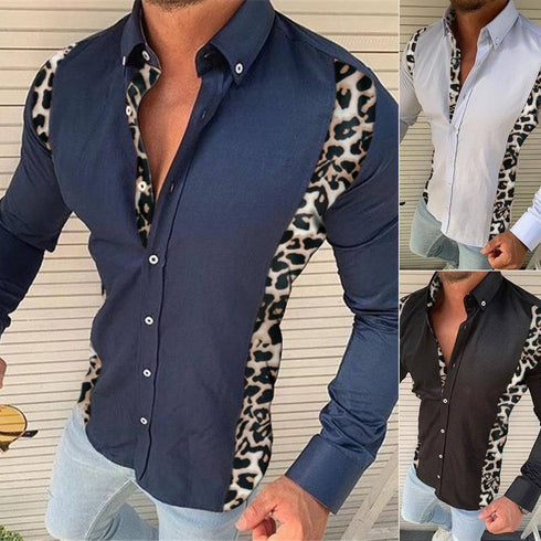 Men's Summer Casual Slim Fashion Long-sleeved Printed Plaid Shirt