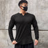 Men's Solid V-Shaped Crew Neck Long Sleeve T-Shirt