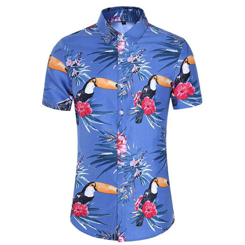 Men's Ethnic Style Floral Casual Men's Short Shirt
