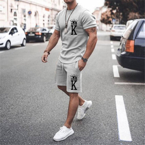 Men's Sports Casual Simple Fashion Short-sleeved Two-piece Suit