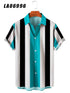 Summer Short Sleeve Shirt Striped Digital Print Men's Top
