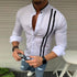Long-sleeved Men's Shirt With Tie-in contrast Stand Collar Button