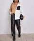 Contrast Stitching Top Pocket Long-Sleeved Chiffon Shirt