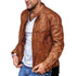 Men's Stand-up Collar Motorcycle Leather Jacket