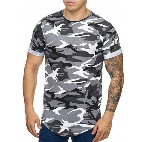 Men's T-shirt Camouflage Gradient Printing Casual Short Sleeve