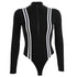 Long-sleeved bodysuit zipper woven thin top