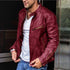 Men's Stand-up Collar Motorcycle Leather Jacket