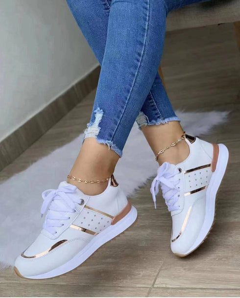 Women's Oversized Thick Soled Color-blocking Casual Low-top Sneakers