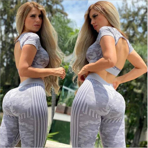 Leopard Print Seamless Yoga Top & Leggings