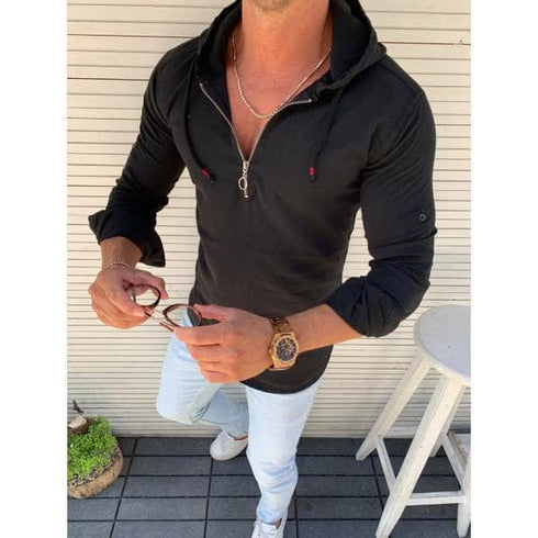 Fall New Style Hooded Long-sleeved Shirt Men