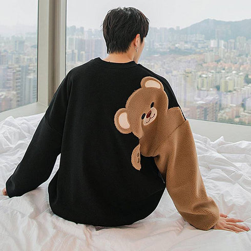 Unisex Plush Loose Lamb Velvet Bear Sweater