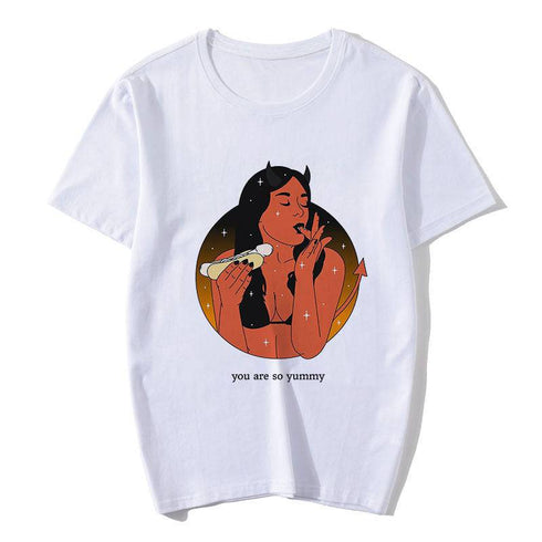 Devil Print Ladies Short Sleeve Top T-Shirt Loose