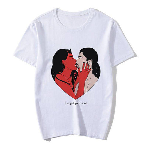 Devil Print Ladies Short Sleeve Top T-Shirt Loose