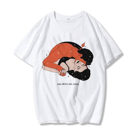 Devil Print Ladies Short Sleeve Top T-Shirt Loose