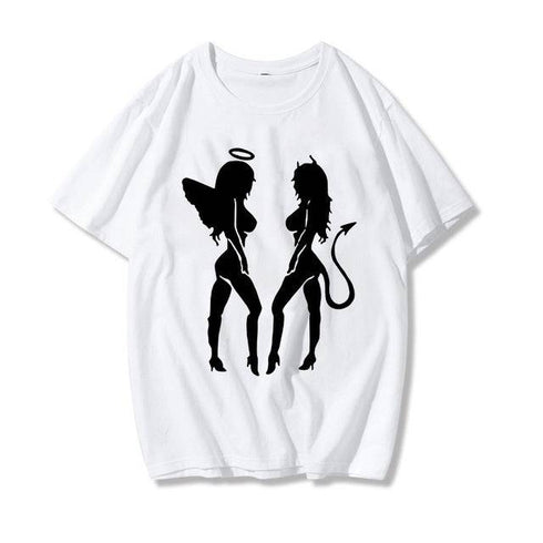 Devil Print Ladies Short Sleeve Top T-Shirt Loose