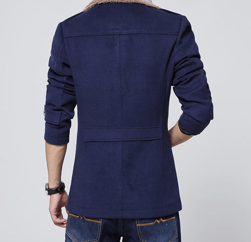 Slim-Fit Velvet Coat Men's Jacket
