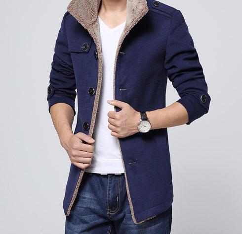 Slim-Fit Velvet Coat Men's Jacket