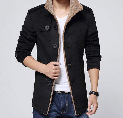 Slim-Fit Velvet Coat Men's Jacket