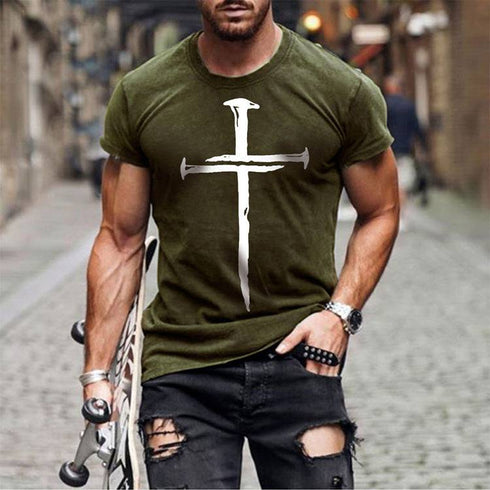 Modern Round Neck Print Casual Men's T-Shirt