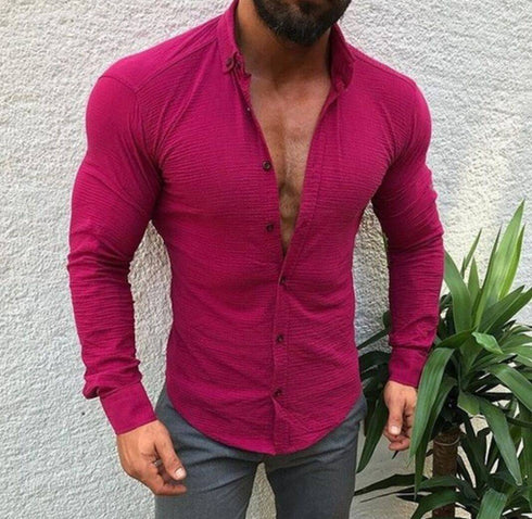 Men's Casual Cotton And Linen Long-Sleeved Shirt