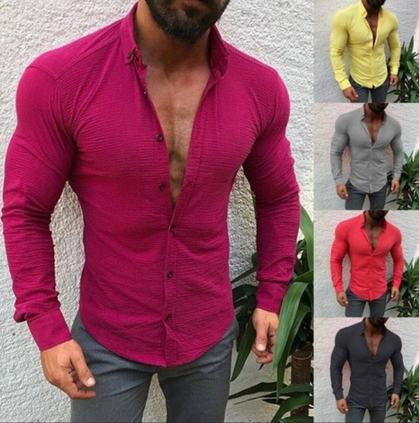 Men's Casual Cotton And Linen Long-Sleeved Shirt