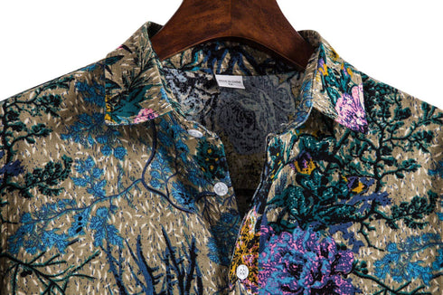 Men's Printing Long Sleeve Lapel Shirt