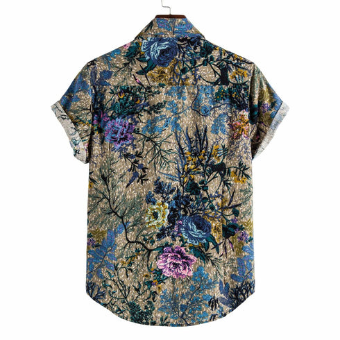 Men's Printing Long Sleeve Lapel Shirt