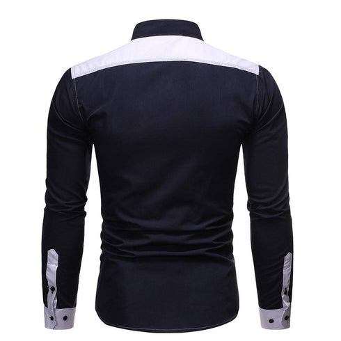 Color Matching And Striped Casual Men's Long-sleeved Shirt
